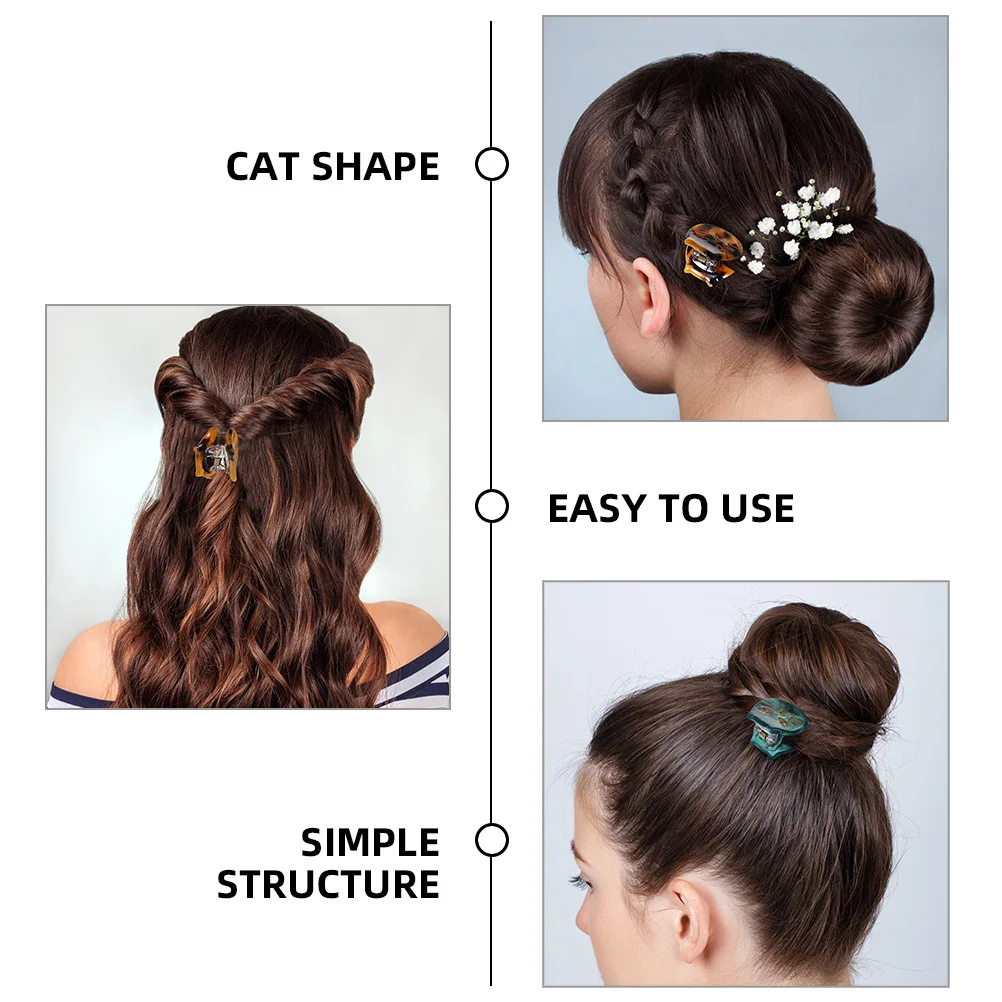 

8 pcs Hairpin Barrettes Acetate Sheet Small Claw Clips for Women Adults Thick Hair Accessories Girls Jaw Cat Decor