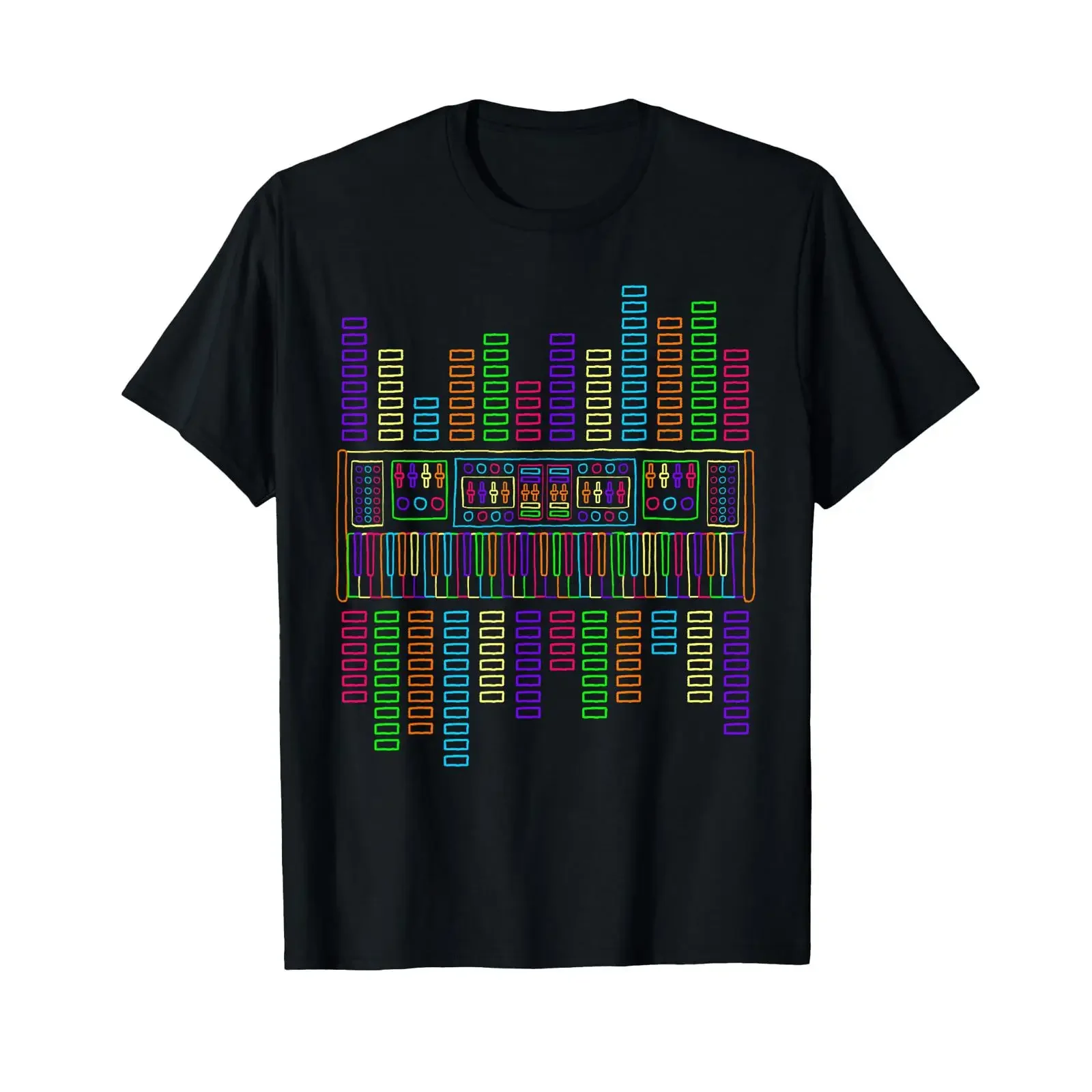 Synth Piano Techno Synthesizer Analog Keyboard T Shirt vintage Washed Versatile designer clothes Top For Everyday Wear fashion