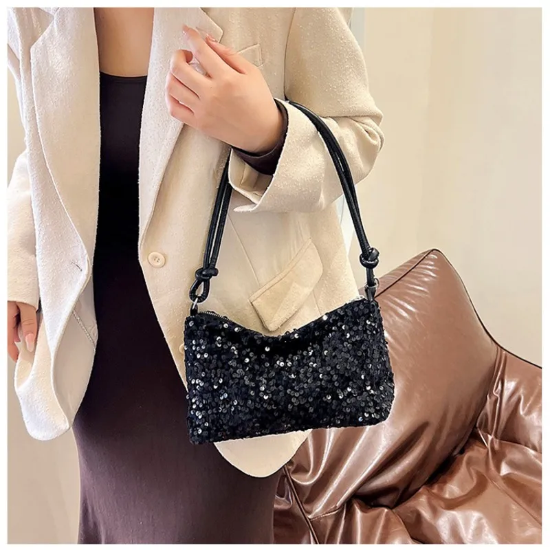 Homefish Koreanische Pailletten-Mini-Umhängetasche für Damen, glitzernde Einzelschulter-Handtasche, vielseitig einsetzbar für den Alltag, Party, Dating, kleine Geldbörse, Geschenk – Detail 6