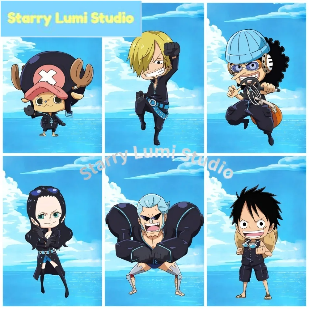 Kit de Pintura de Diamantes 5D DIY, One Piece Chibi, Piratas del Sombrero de Paja, Luffy, Franky, Mosaico Completo, Arte para Decoración de Paredes del Hogar, Regalo Perfecto