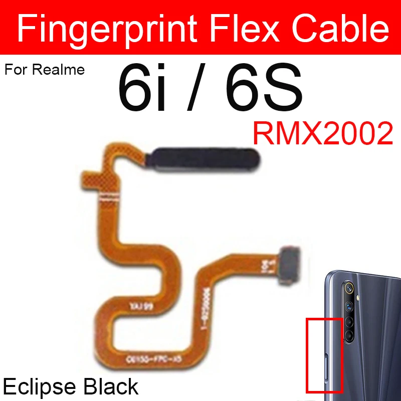 For Realme 3Pro 5 5i 5S 6i 6 6S Fingerprint Sensor Power Touch Flex Cable Back Home Button Sensor FingerPrint Flex Parts