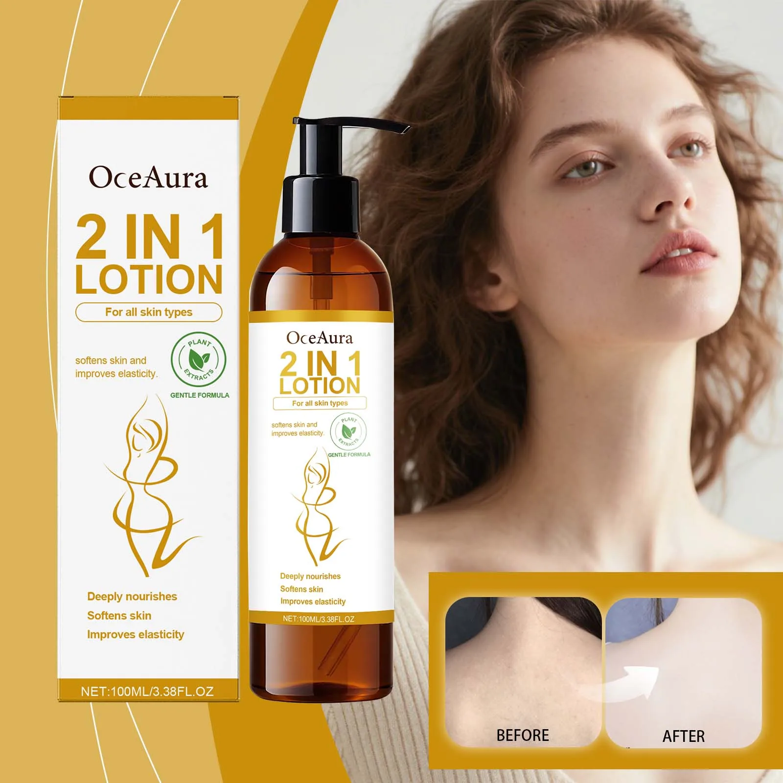 OceAura 2 w 1 Lemon Body Lotion Nawilżający i Odżywczy Krem do Ciała dla Wszystkich Typów Skóry, Codzienna Pielęgnacja Nawilżająca, 100ml