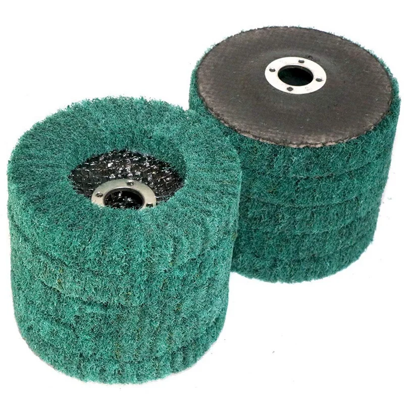 

10Pcs Nylon Fiber Buffing Wheel Scouring Pad Flap Polishing Disc For Angle Grinder Green 100X16mm