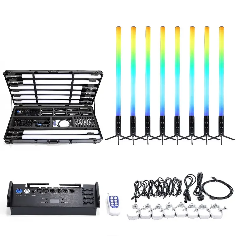 RGB Music Rhythm LED Tubes For Festival Performance Expandable Wireless Remote Control Battery-Powered IP65 Projection Lights