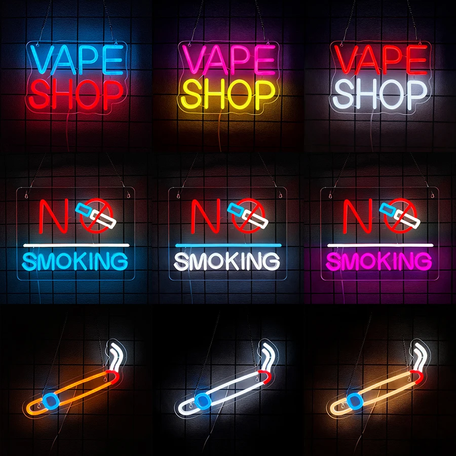 Vaping Store - Letreiro Neon para Loja de Vapes,