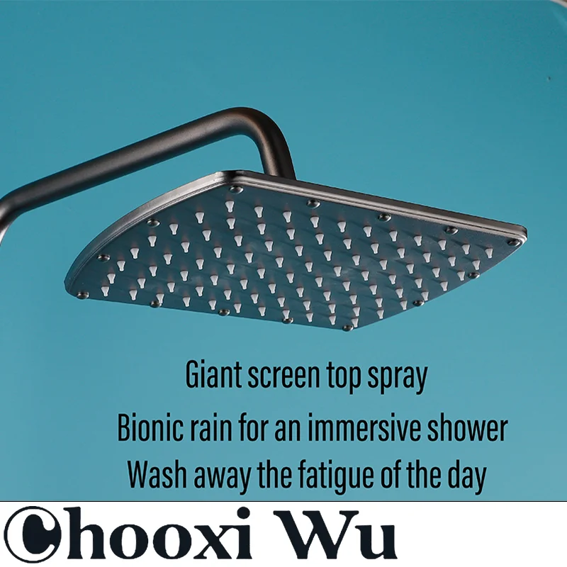 CHOOXIWU-Hot and cold shower set black faucet temperature bathroom system mixer tap handheld sprayer