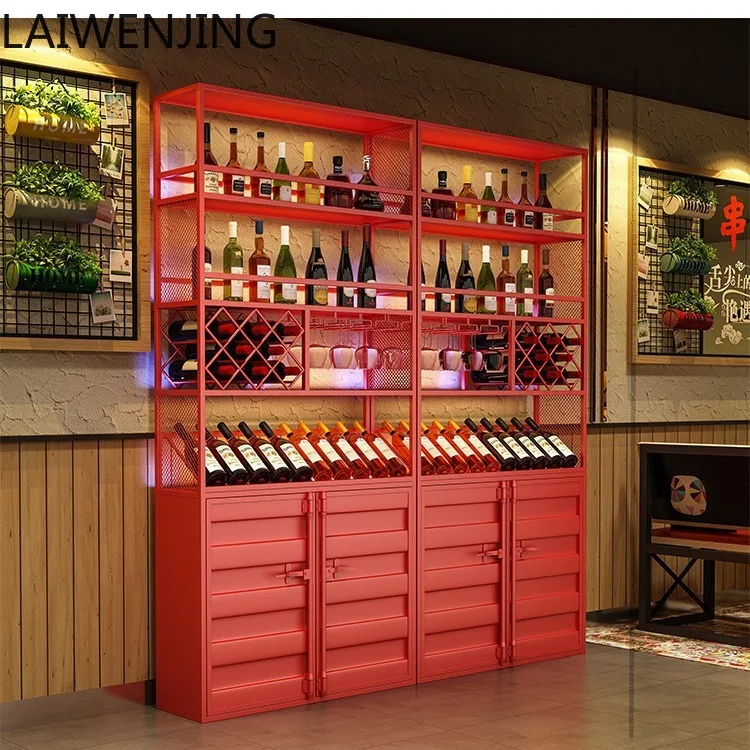 

MJY container partition cabinet wrought iron bar floor-to-ceiling winery multi-layer display shelves