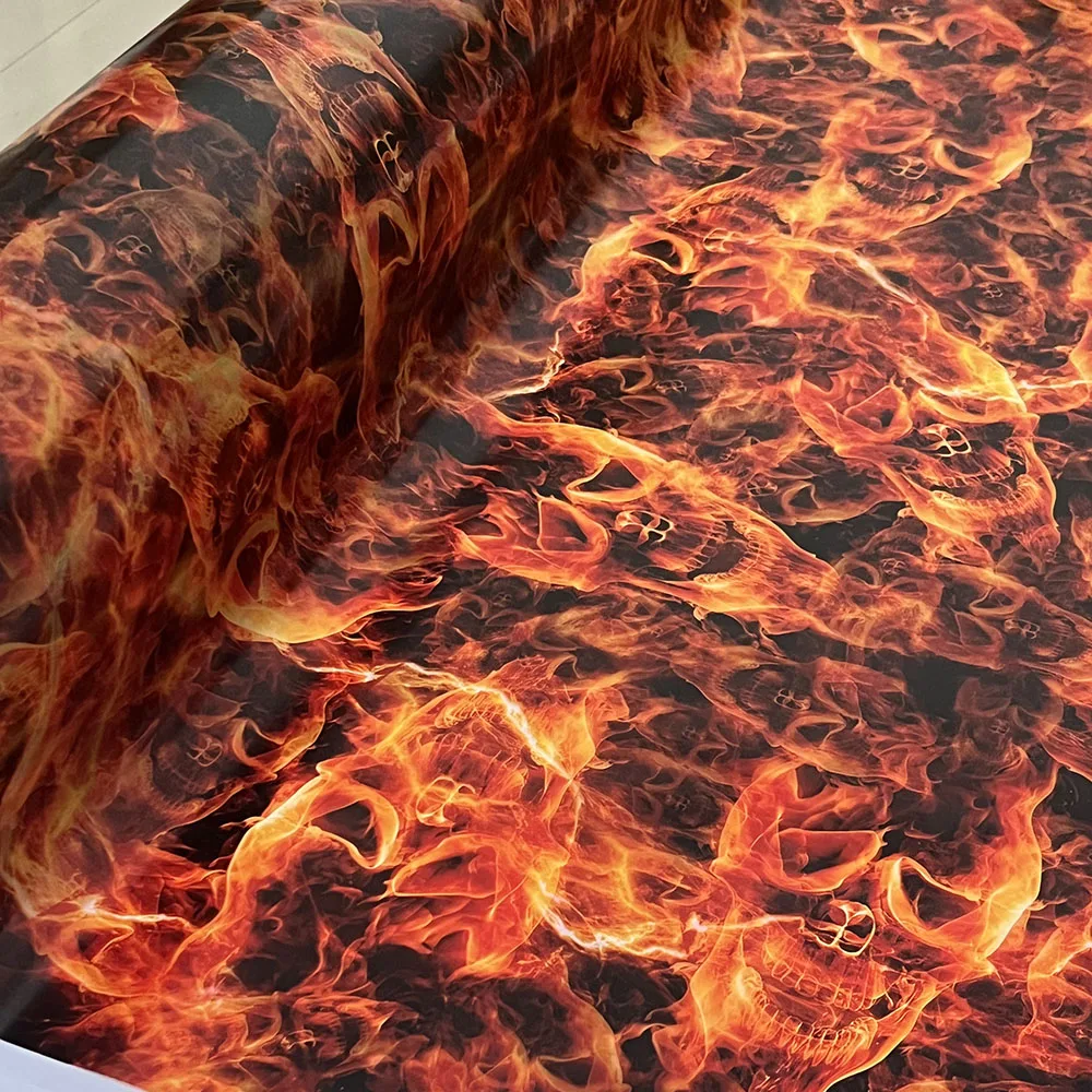 

5m/10m Length Hydrographic Films Flame Skull Water Transfer Printing Width 100cm Liquid Image Film GWR006