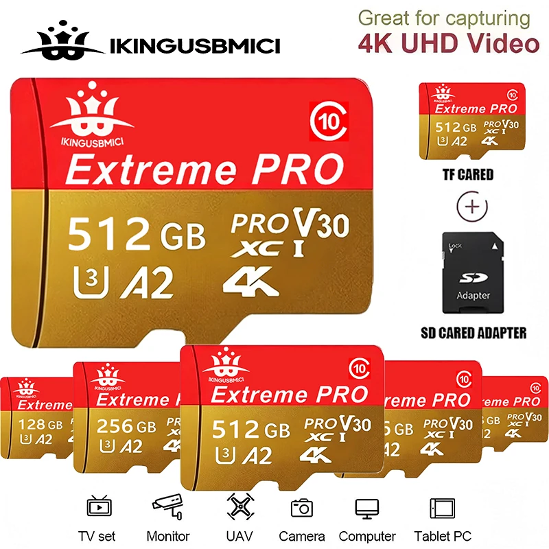 Low-Power SD Cards 64GB 32GB 512GB Micro TF SD Card Memory Card TF Cards for Camera/PC/MP4 Player/Nintendo Switch/Recorder
