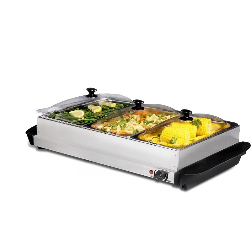 

Gourmet EWM-6171 Тройной 3 x 2,5 кварты. Лотки, буфетный сервер, контроль температуры подогрева еды, прозрачные крышки с прорезями, идеально подходят для