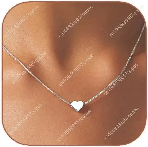 

Cute Heart Necklace Dainty 18k Gold Plated Tiny Heart Pendant Choker Necklaces Small Gold Love Open Heart Chain Necklace for Wom