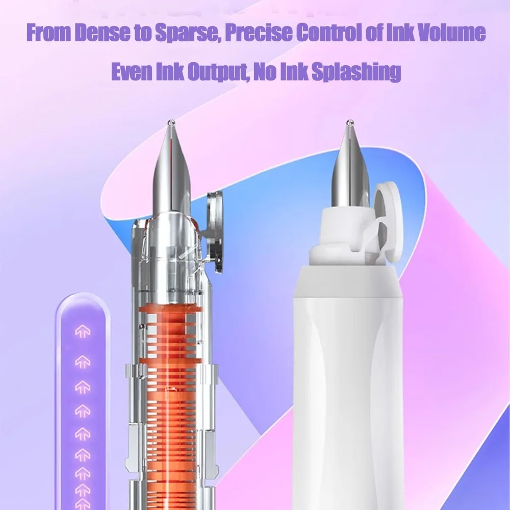 

Retractable Fountain Pen 0.38mm Tip Transparent Barrel Calligraphy Pen Black Ink 5 Refillable Ink Cartridges No Leaking Pen