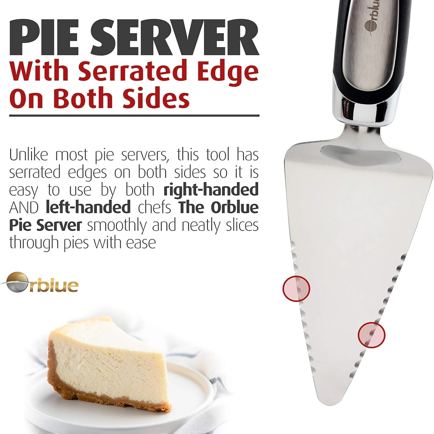 High-Quality Durable Stainless Steel Pie Server, Versatile Essential Kitchen Tool for Right or Left-Handed Chef, Perfect Serrate