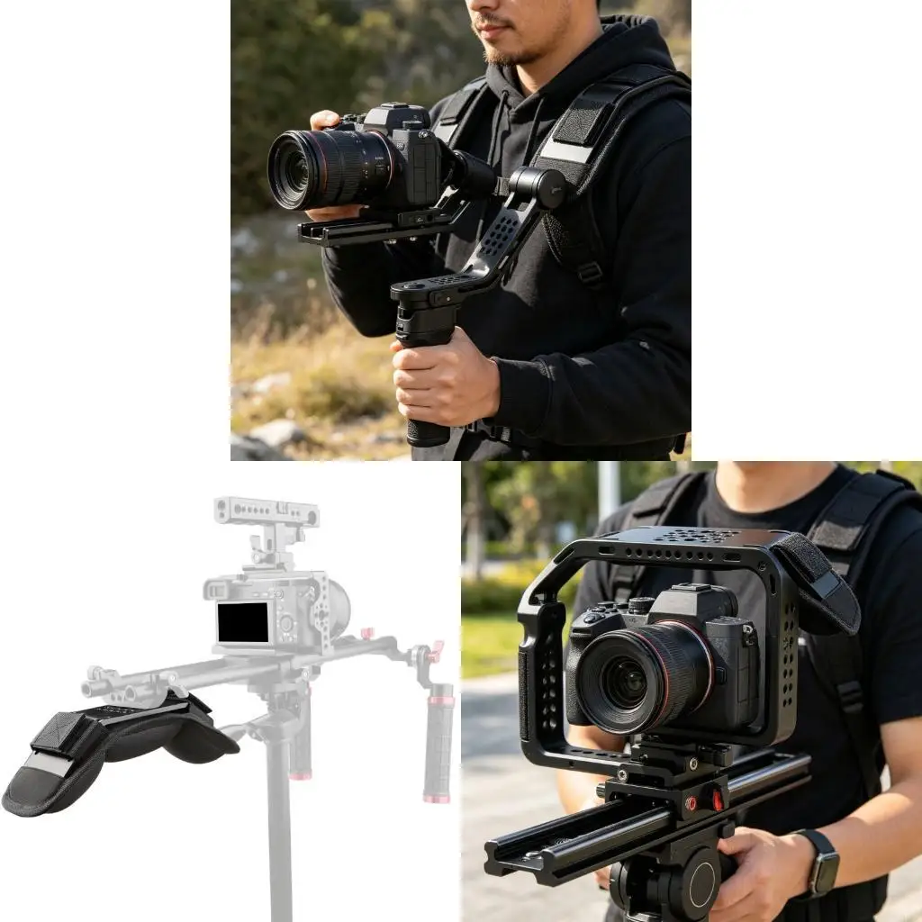 

Professional Foam Shoulder Pad with 15Mm Double Rod Clamp Rod For DSLR Camera 896C