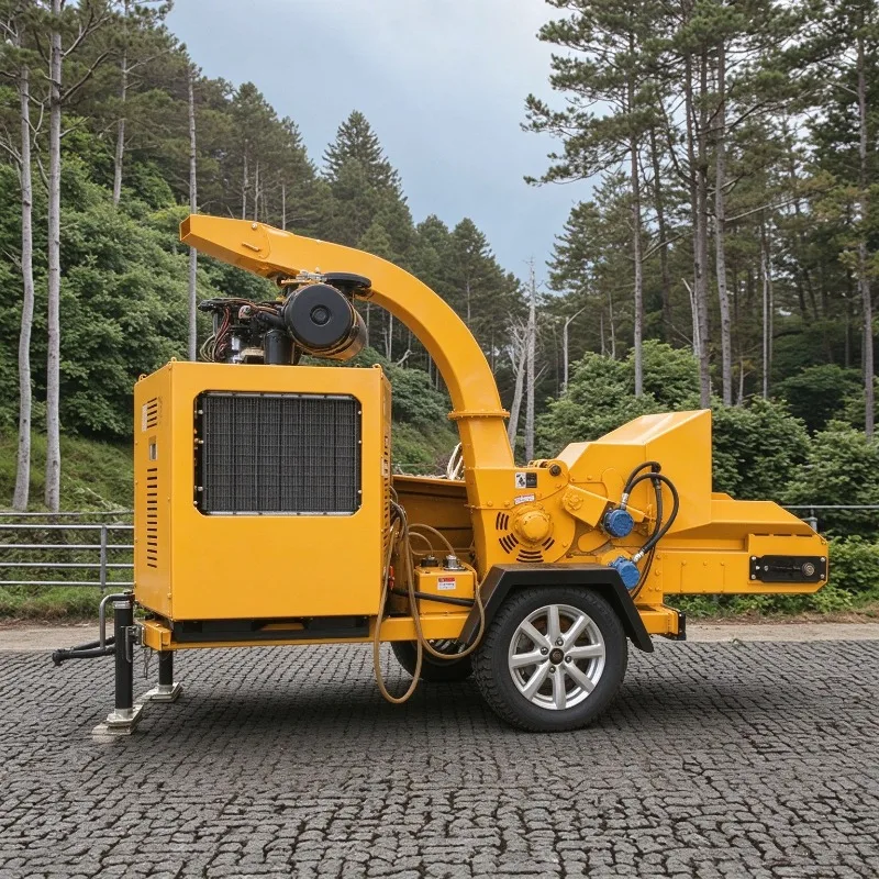 PTO Driven Mobile Wood Crusher Wood Chipper Shredder Garden Log Shredder for Farms Orchards Wastes Recycling Project Higher