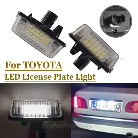 2Pcs CanBus LED License Plate Lights For Toyota Corolla E11 Crown S180 Starlet EP91 Vios Previa ACR50 GSR50 number plate lamp 10 best sales e11 corolla - №1