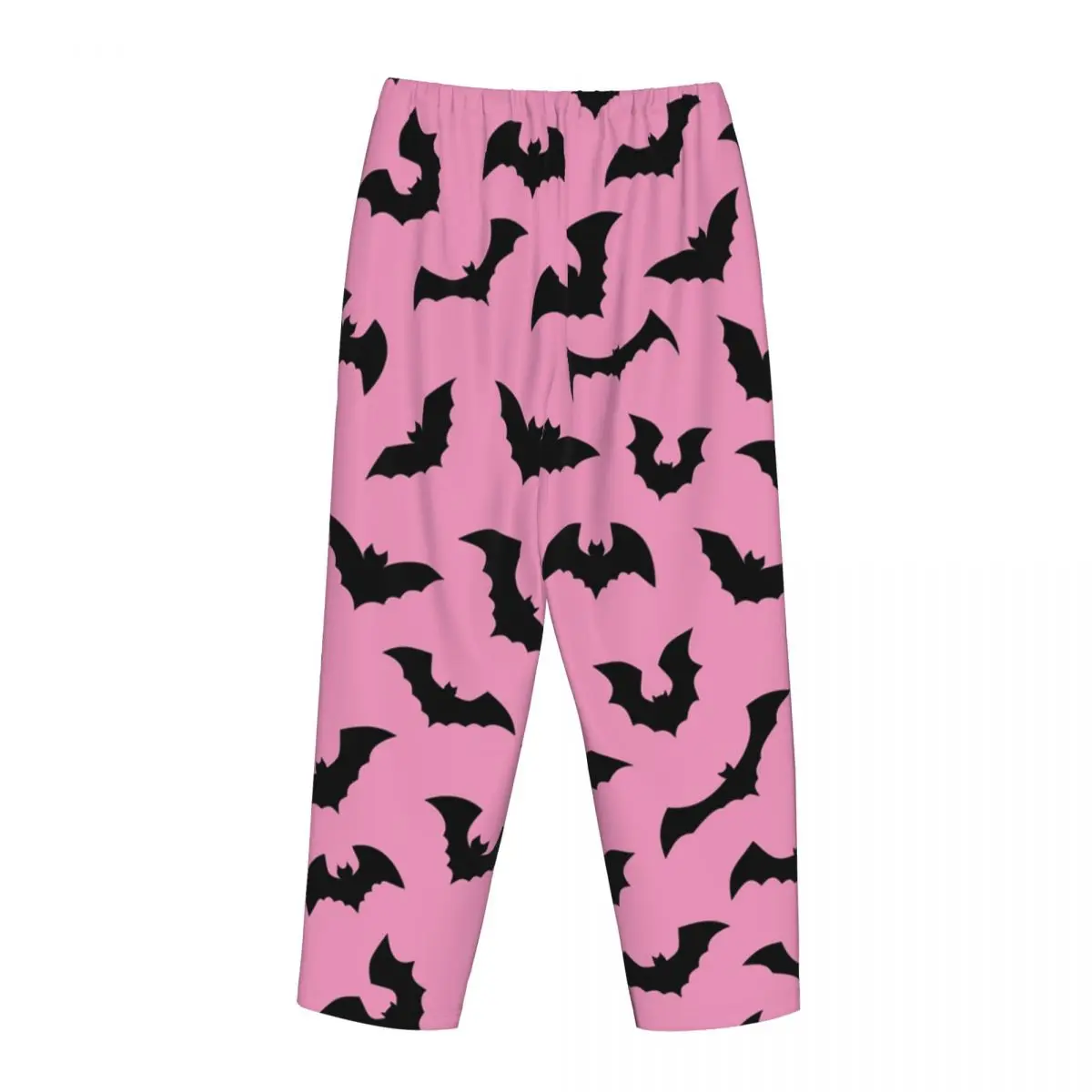 Custom Print Women Pastel Goth Pink Black Bats Pajama Pants Halloween Witch Sleepwear Sleep Lounge Bottoms with Pockets