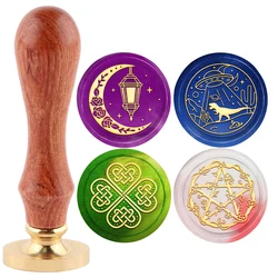 Moon Wax Seal Stamp Lantern Sealing Wax Stamps Rose 25mm Removable Brass Head Sealing Stamp with Wooden Handle for Invitations