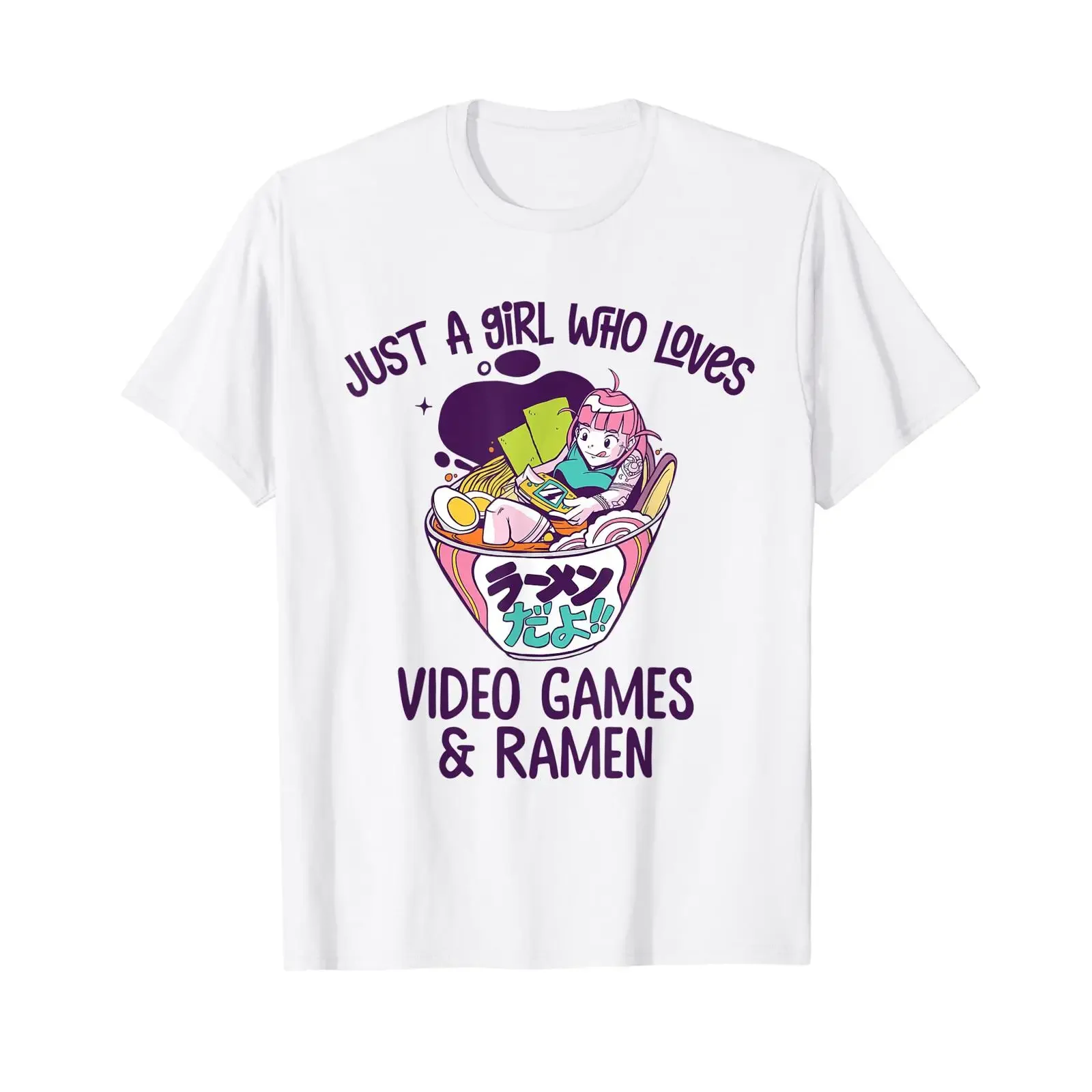 T-shirt drôle pour joueuse de jeux vidéo et de ramen, style vintage, lavé, doux, unisexe, vêtements de créateur polyvalents