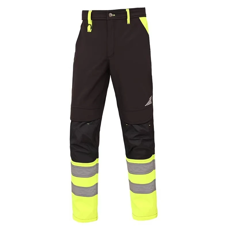 Pantaloni in pile invernali riflettenti da uomo pantaloni ad alta visibilità da uomo pantaloni da lavoro Multi tasche antivento impermeabili da uomo