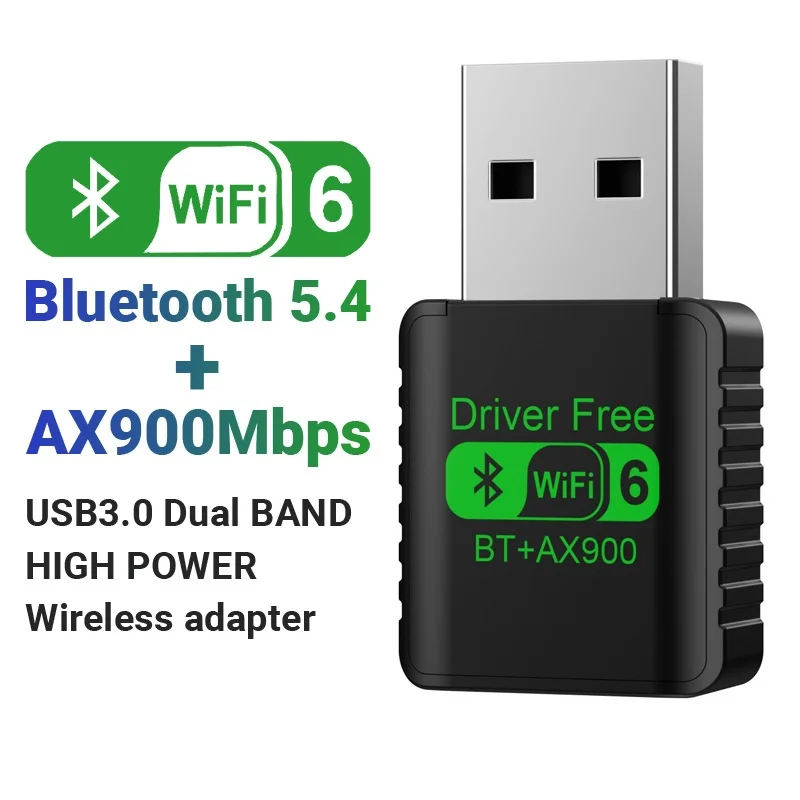 

AX900 USB 3.0 Беспроводная сетевая карта без драйверов WIFI6 Bluetooth 5,4 2-в-1 двухдиапазонный адаптер 2,4/5 ГГц приемник для Win7/10/11