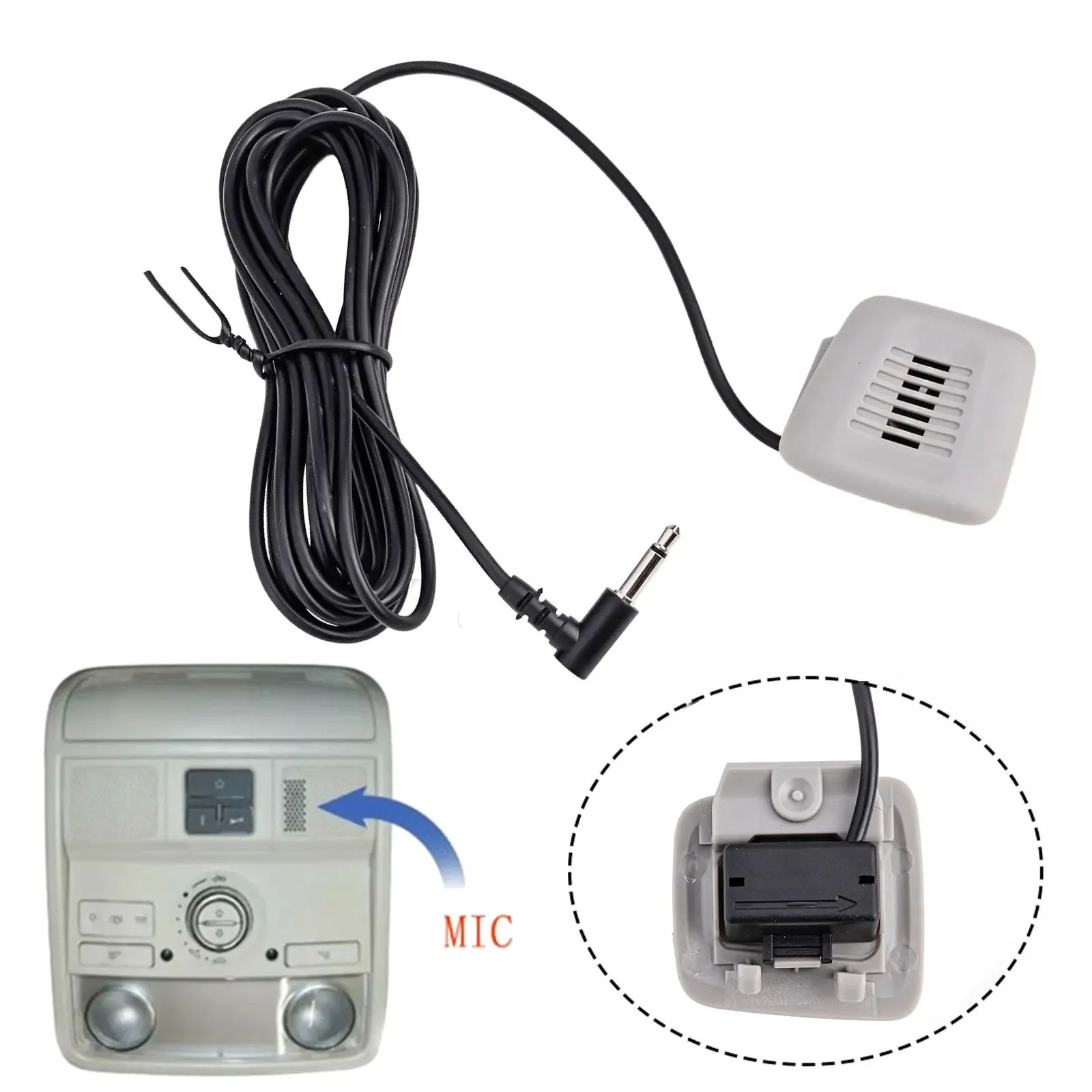 Car-Mounted 3.5mm External Microphone For BMW Audio Systems Featuring ABS Housing And Direct Roof Panel Installation