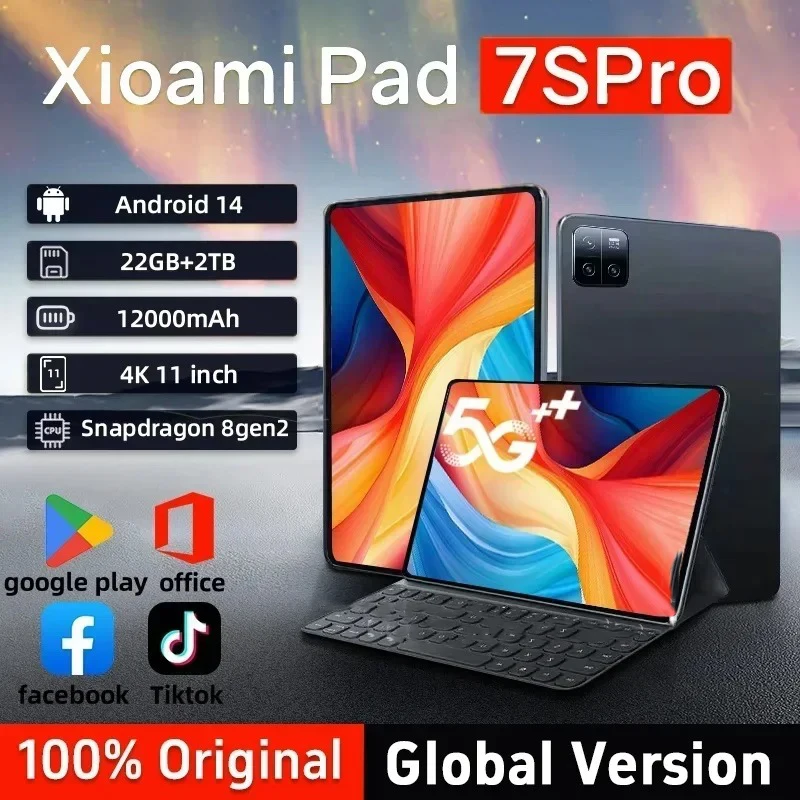 2025 New Original Pad 7S Pro Android 14 Snapdragon 8 Gen2 Mini Tablet PC 22GB+2TB 5G Dual SIM WiFi Mi Tab