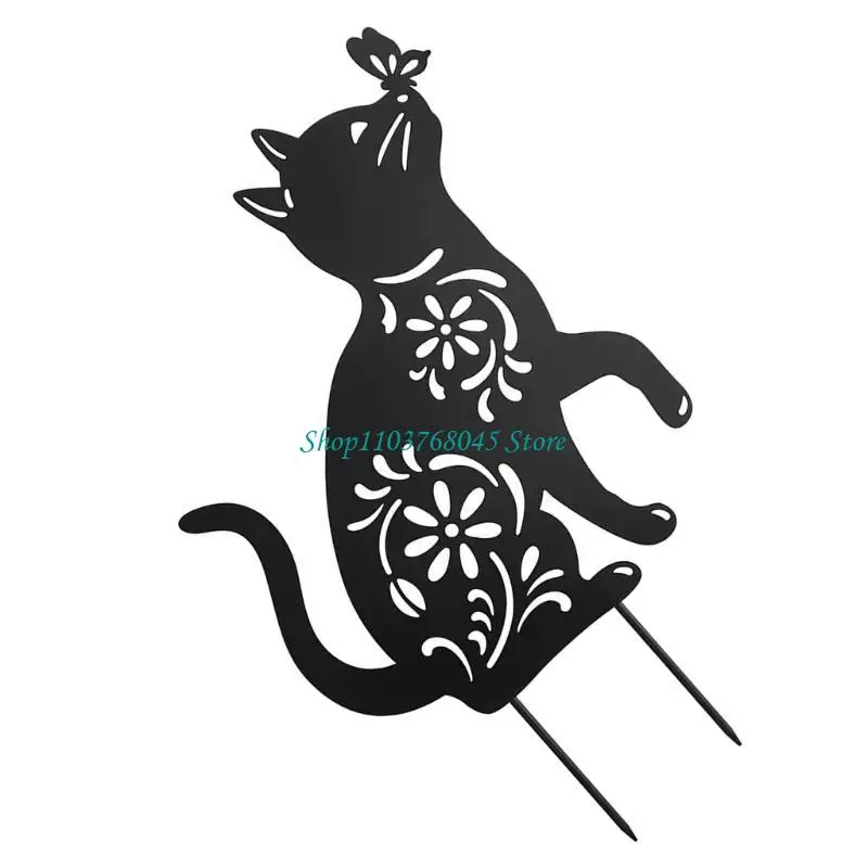 R53F 1/2Pcs Stakes Statue Decorative Black Silhouettes Lawn Stakes Outdoor