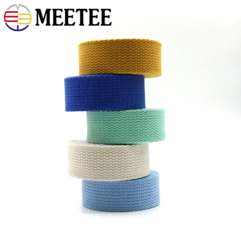 50Yards Meetee 20-38mm Canvas Webbing Tapes 2mm Thicken Webbings for Bag Backpack Strap Ribbon Garment Belt Sewing Accessory