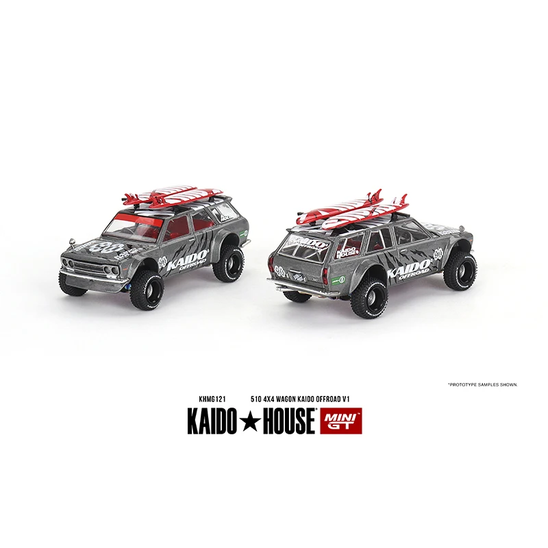 PreSale MINIGT KHMG121 1:64 510 Wagon 4X4 Offroad V1 Openable Hood Diecast Diorama Car Model Collection Miniature Kaido House