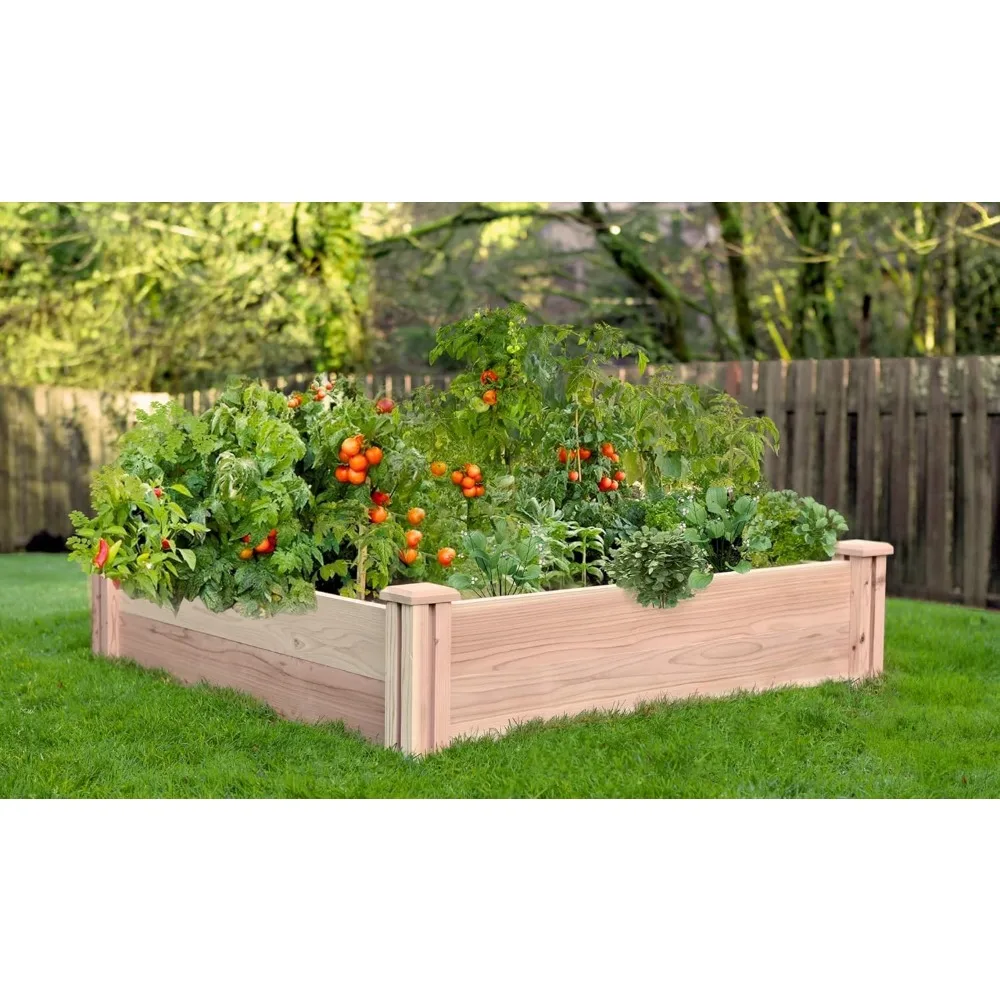 

Raised Garden Bed, 4ft x4ft, 12-inch Height, Drainage, Heavy Duty, Wooden