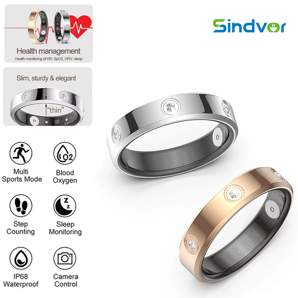 

Смарт-кольцо с бриллиантом, пульсометр, кислород в крови, мониторинг здоровья, стресса, умринги, IP68, водонепроницаемые, супер узкие, модные спортивные кольца