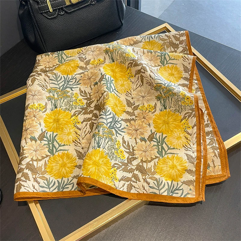 

Женский шелковый шарф 2025, маленькие хлопковые шейные шарфы для женщин, новый роскошный брендовый носовой платок, квадратная сумка, шарфы, женская бандана на голову