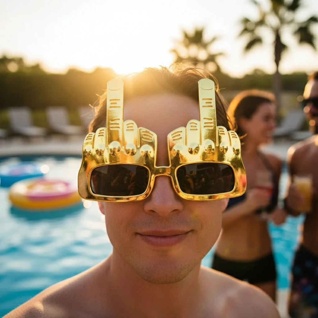Lunettes de soleil amusantes au doigt du milieu, accessoires décoratifs créatifs, parfaits pour les spectacles de fête dansante, séance Photo et événements de costumes