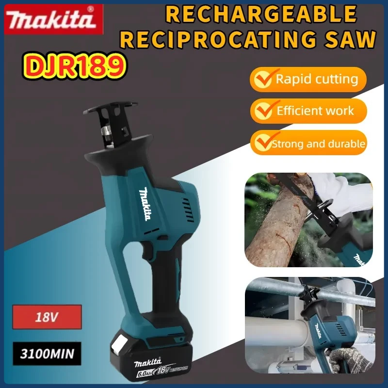 ماكيتا DJR189 اللاسلكي القابلة لإعادة الشحن الخشب فرش منشار قطع المعادن الكهربائية الترددية المنشار المحمولة 18 فولت أداة السلطة
