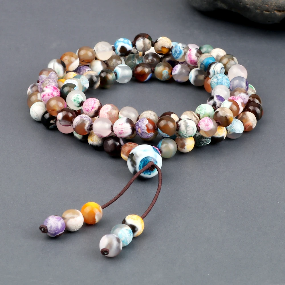 108 Japamala Beads Necklace Handmade 6mm Natural Stone Knotted Wrap Bracelet Fashion Women Men Necklaces Yoga Meditation Jewelry image 3