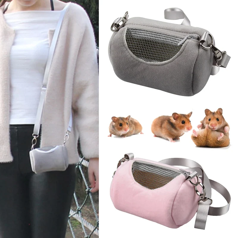 Pet Cage Crossbody Bags Cylinder Design Soft House Travel Portable Squirrel Visible Mesh Hamster Carrier Bag Accessories 2024