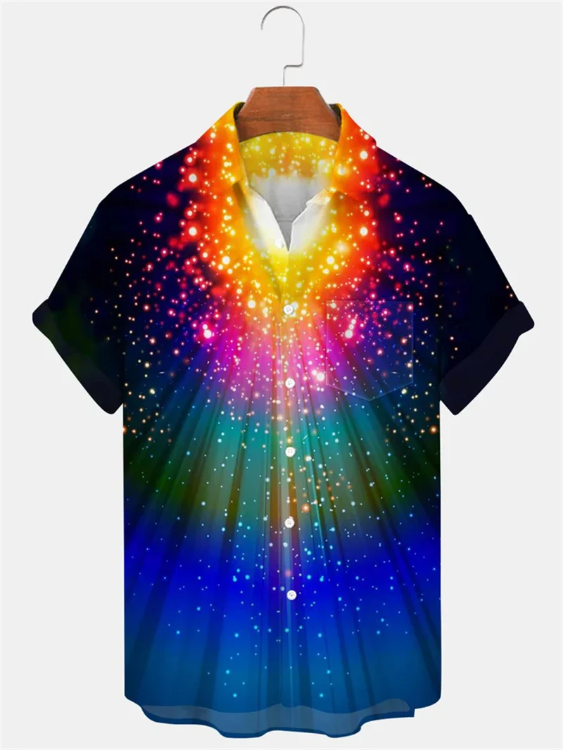 2025 Summer Splicing Tiger 3D Printed Simple Collar Button Shirt Large Short Sleeve Casual Fashion Top