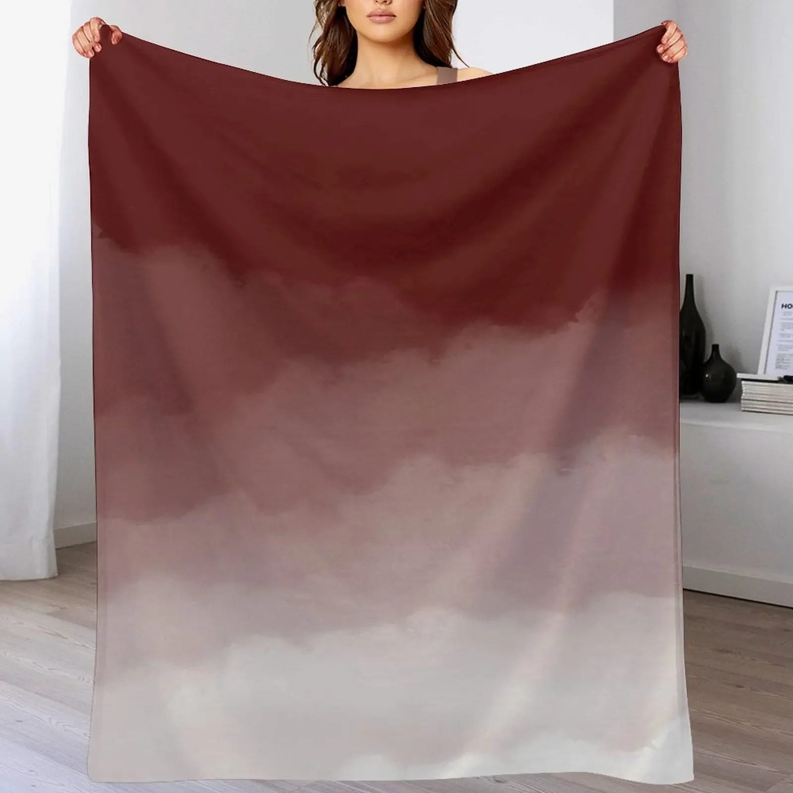 

Maroon Watercolor Ombre (maroon/white) Throw Blanket Multi-Purpose Sofa Throw For Decorative Sofa Blankets