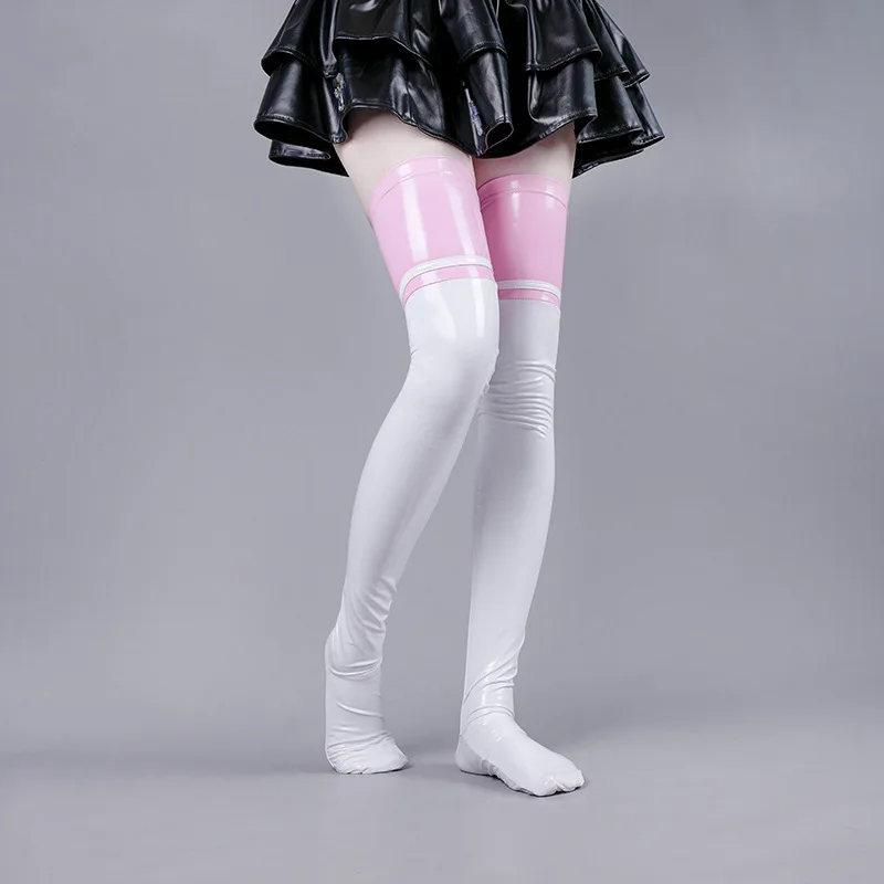 Queen Anti-Slip Patent Leather Bright Surface Over-Knee Socks Anime Cosplay Long Tube Stockings Sexy Thigh High Stockings Erotic