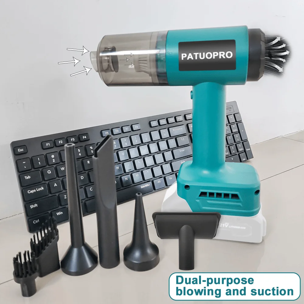 PATUOPRO Brushless Auto Mini Vacuum 2 in 1 Blowing And Suction 2 Speed Rechargeable Cleaning Power Tool For Makita 18V Battery image 4