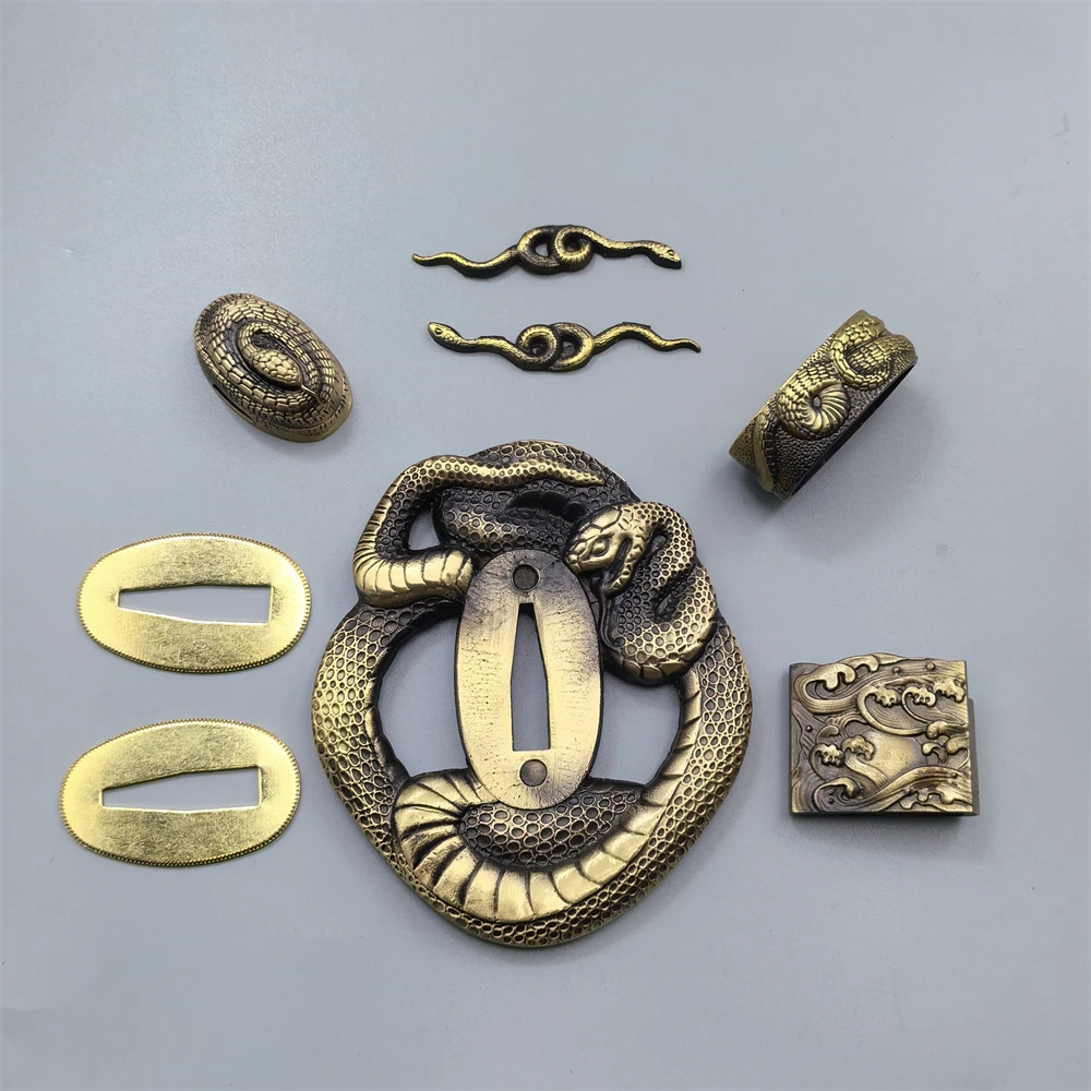 

Набор фурнитуры для японского самурайского меча: тсуба, менуки, фучи, кашира, латунные аксессуары для катаны, вакирази, танто