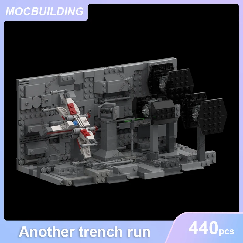 

Модель Another Trench Run MOC, строительные блоки, сделай сам, сборка кирпичей, космическая коллекция, дисплей, креативные развивающие игрушки, подарки, 440 шт.