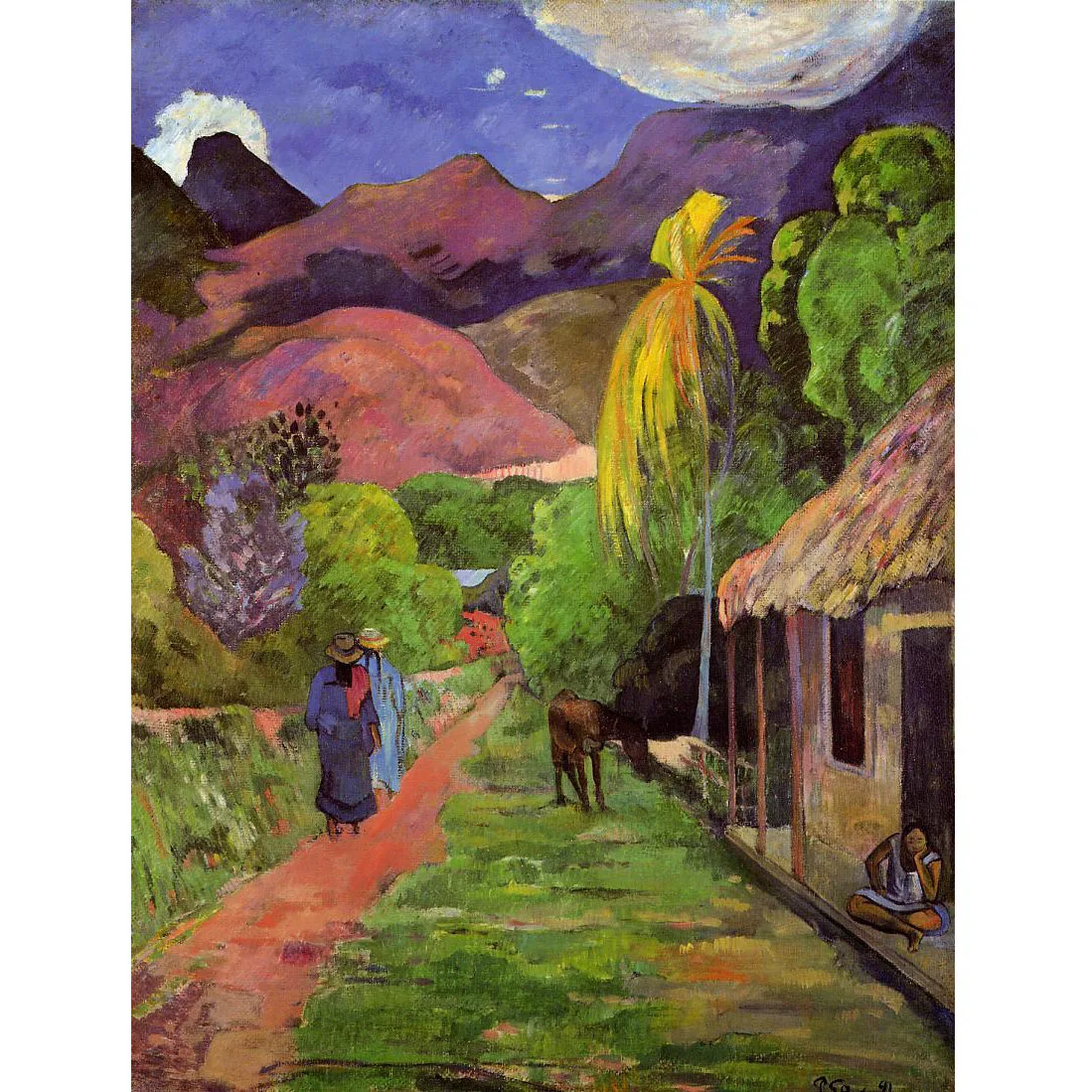 

Road in Tahiti,Paul Gauguin paintings,Hand painted oil painting reproduction,Landscape oil painting,Modern wall art canvas