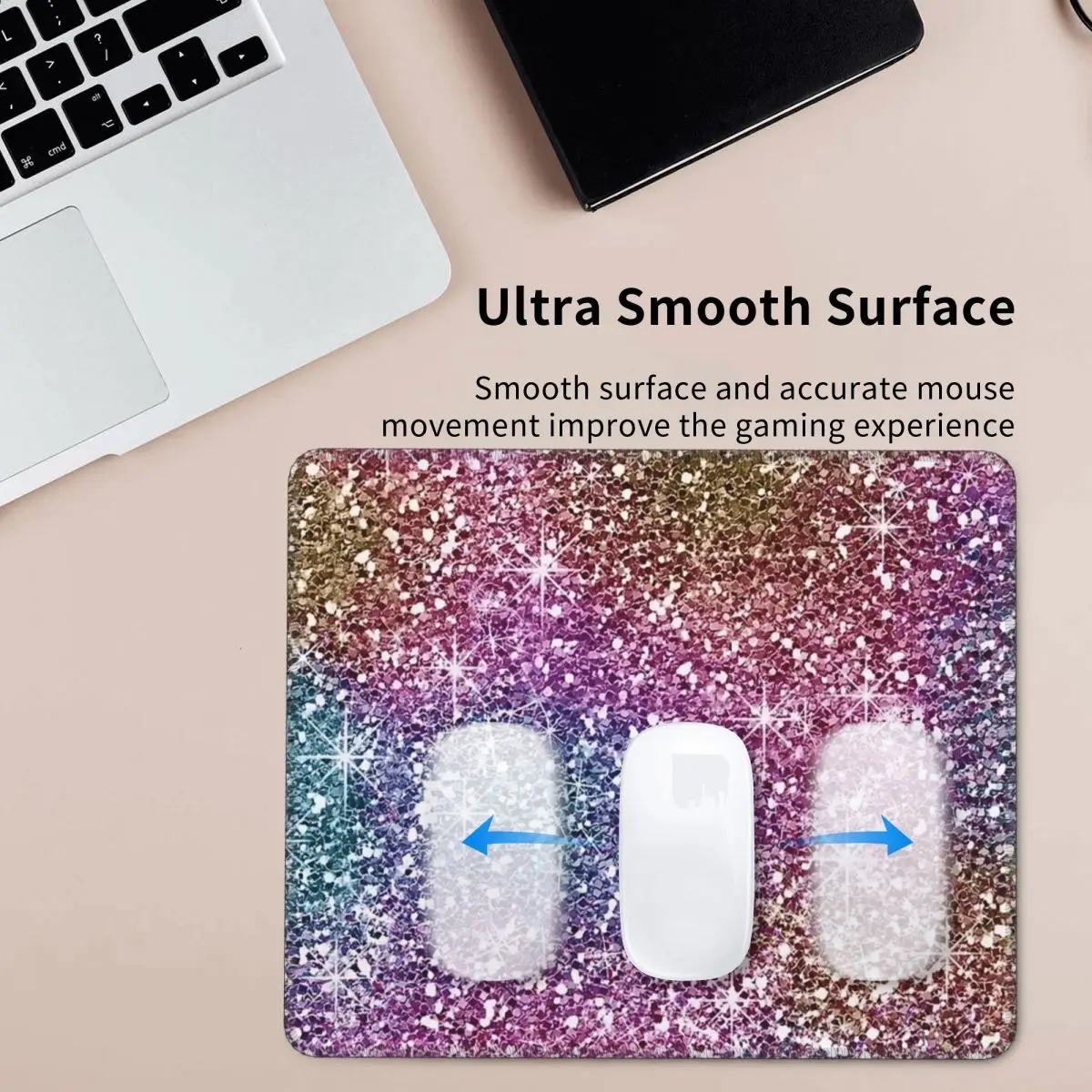 

Rainbow Glitter Texture Mouse Pad Computer Keyboard Mouse Mat Gaming Laptop Desk Mat Office Accessories Table Mats