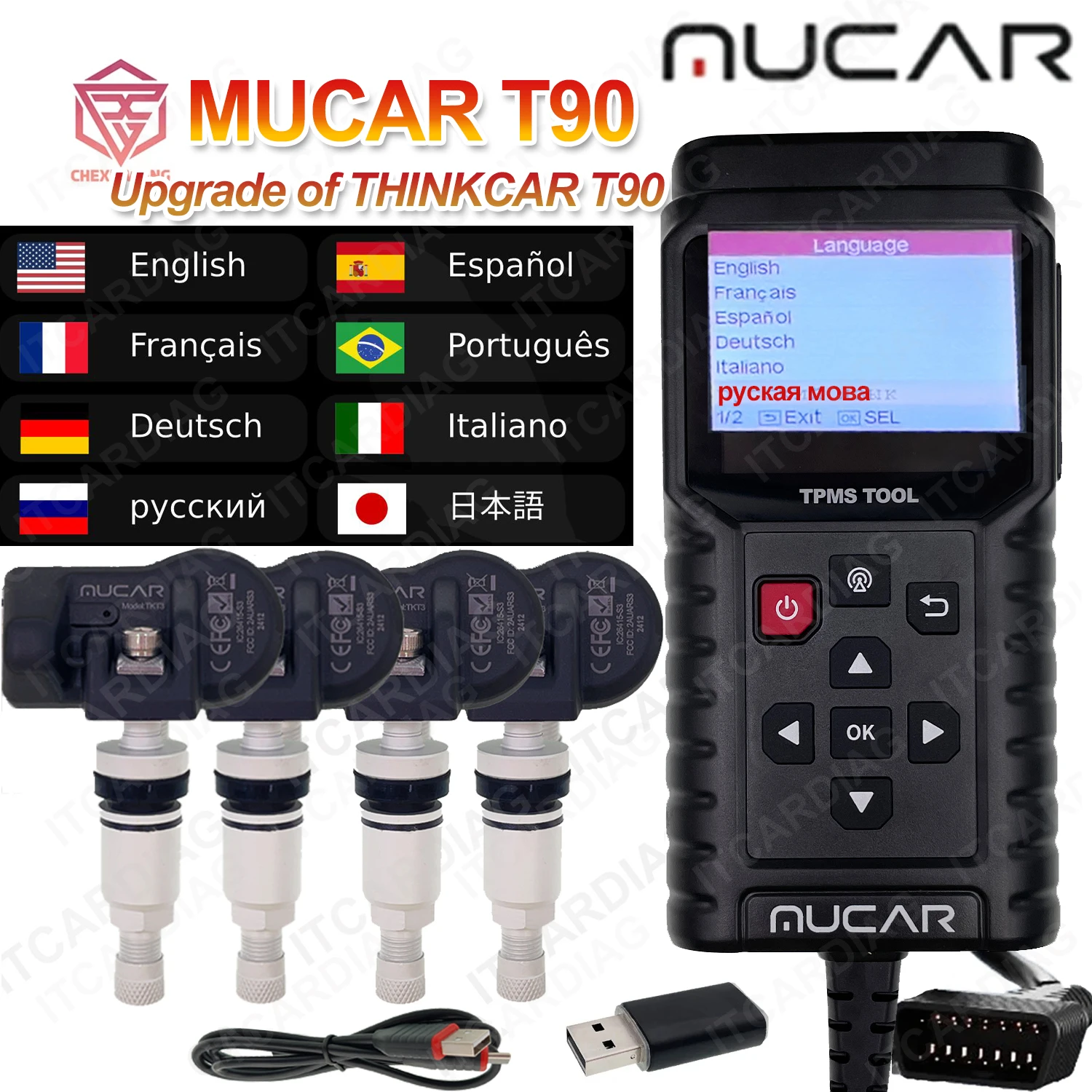 

Mucar T90 TPMS TP T-90 Working Independently OBD Programmer Car Fault Code Tire Pressure Sensor Activator Update THINKCAR T90 G2