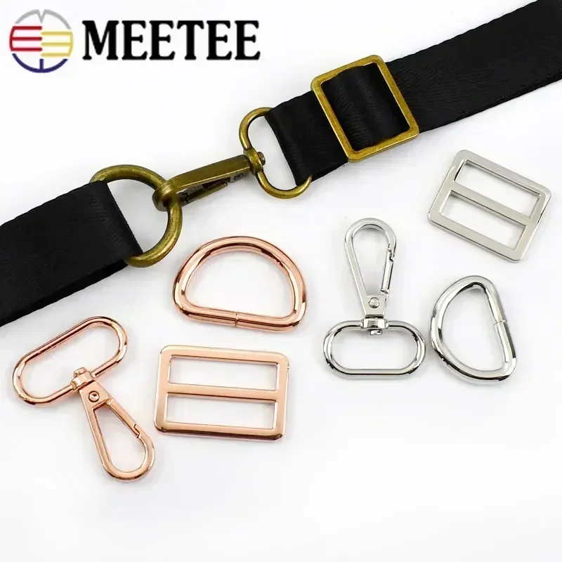 2/3Sets Metal Buckles Bag Strap Swivel Lobster Clasp D Ring Tri-glide Buckle Pet Collar Belt Adjuster Hooks DIY Accessories