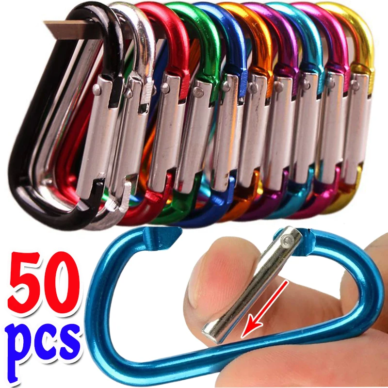 5/50pcs Mini Carabiner Keychain Alluminum Alloy D-ring Buckle Spring Carabiner Snap Hook Clip Keychain Outdoor Camping Daily Use