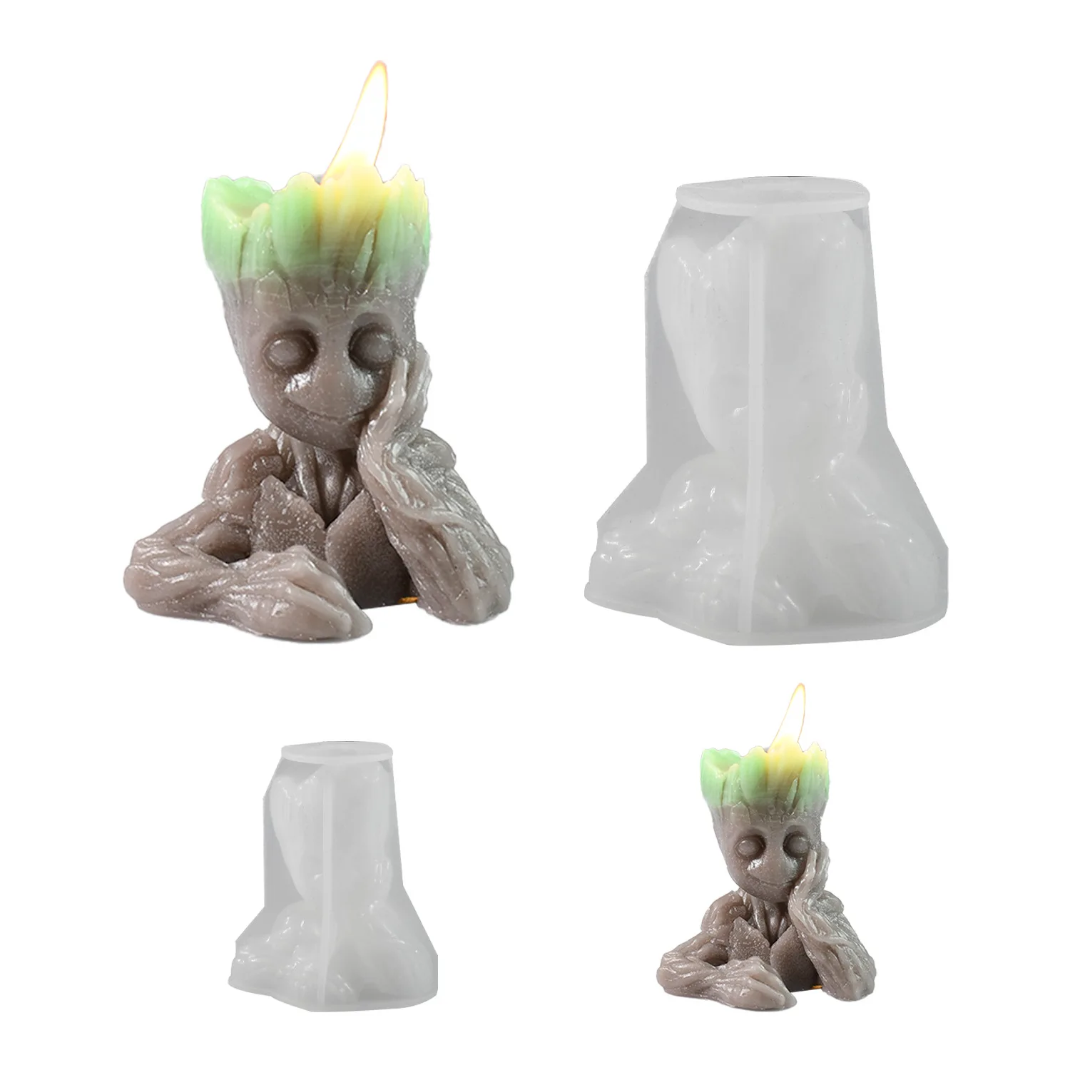 Silicone Candle Molds Smile Tree Man Silicone Mold Candle Gypsum Doll Ornament Mold DIY Hand Soap Making Tool