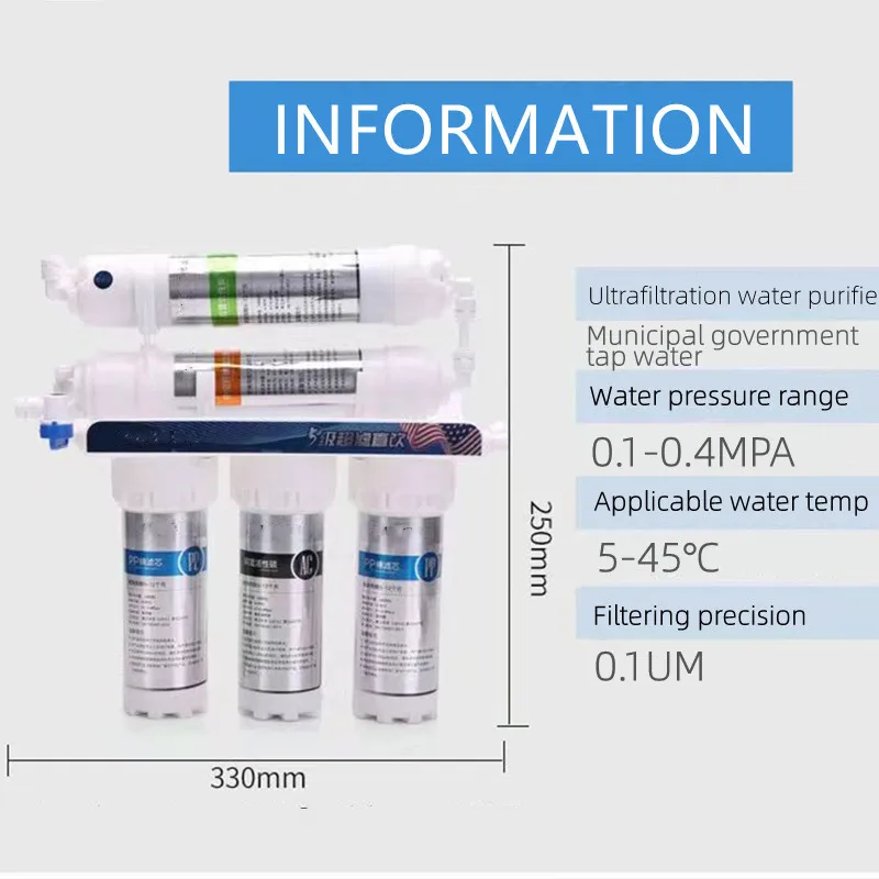 Filtro purificador de agua de 5 etapas, purificador de agua de ultrafiltración para el hogar y la cocina, sistema de purificación de agua potable